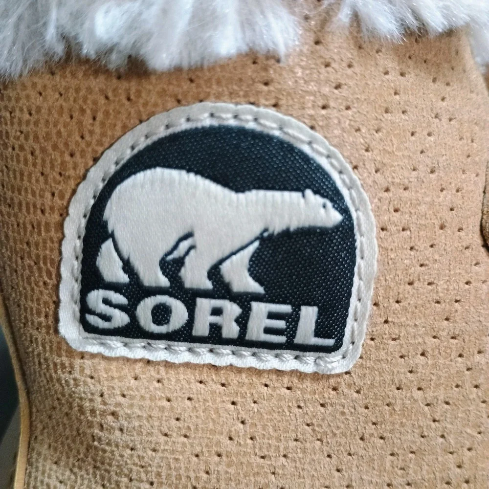 SOREL NL 1631-280 TIVOLI Waterproof Tan Black Fur Leather WINTER BOOTS 8.5